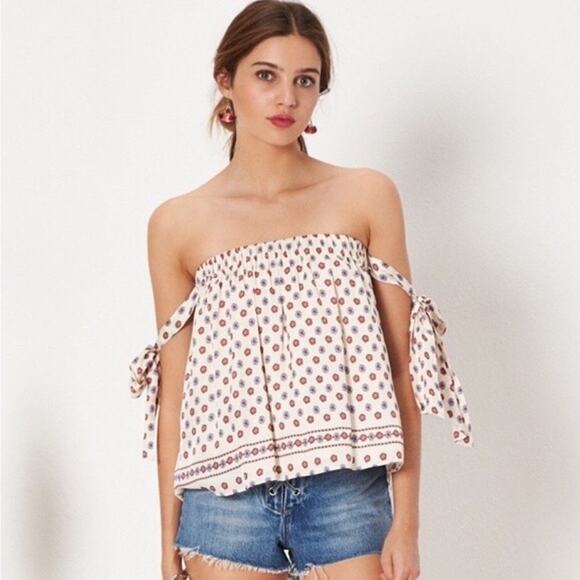 NEW Tularosa Boho Perry Top Revolve Polka Dot Scarf Print Summer Women XS - Picture 1 of 13